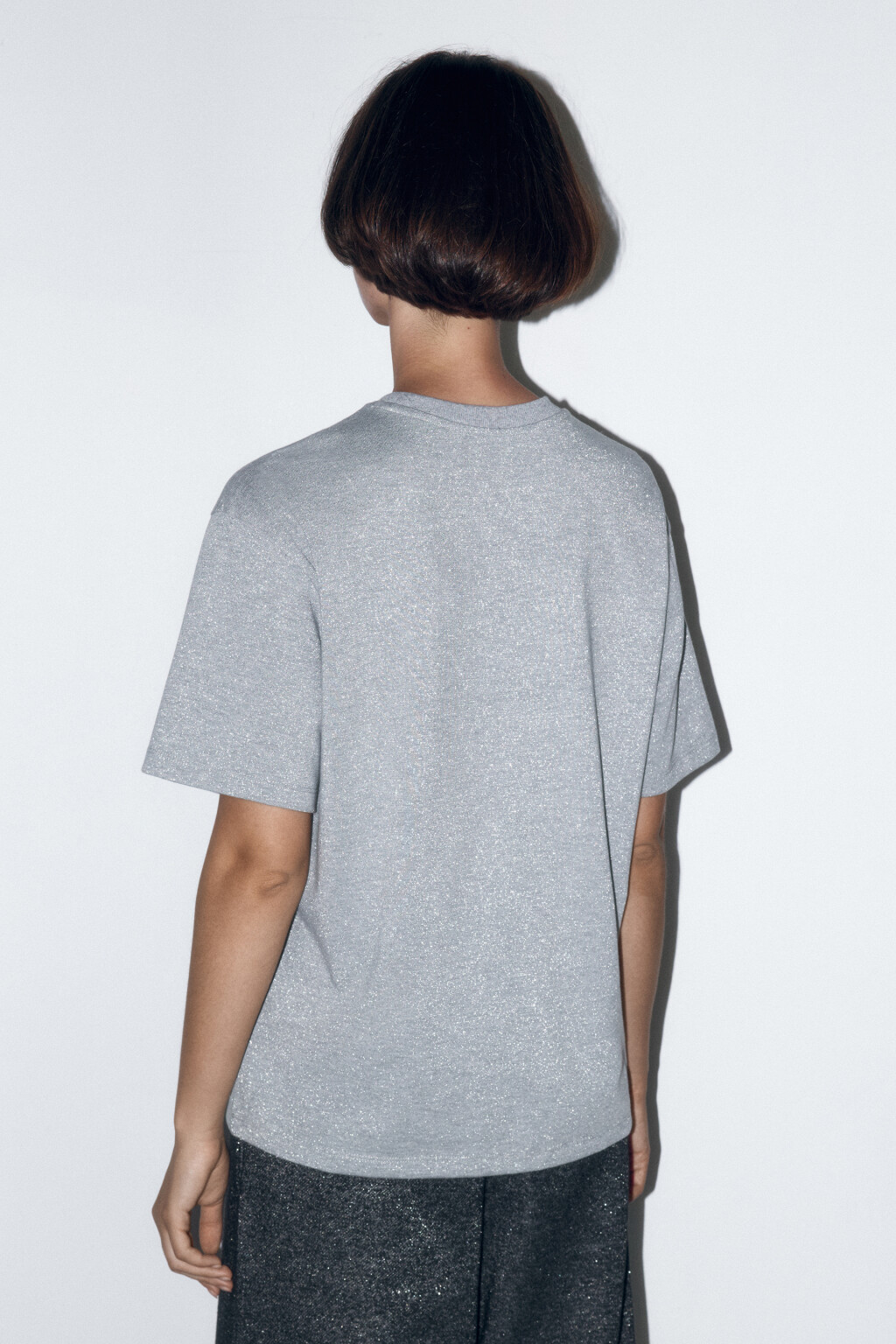 Футболка oversize трикотажная с люрексом - цвет серый - 5