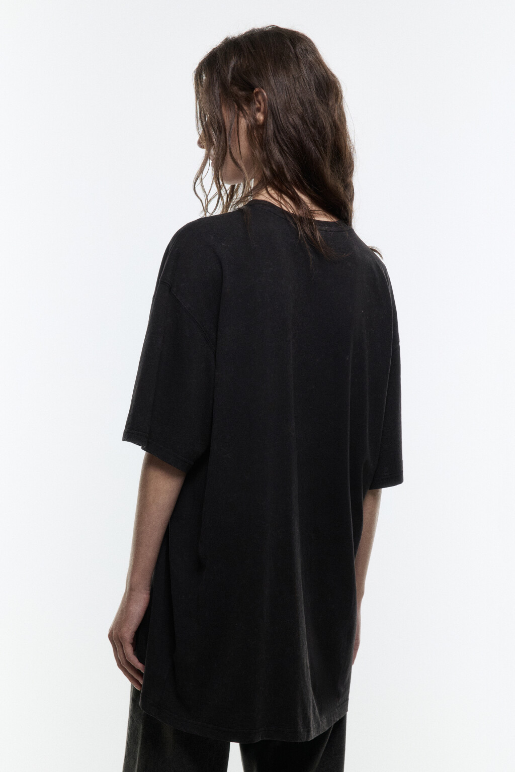 Футболка oversize удлиненная с принтом - цвет серый - 4