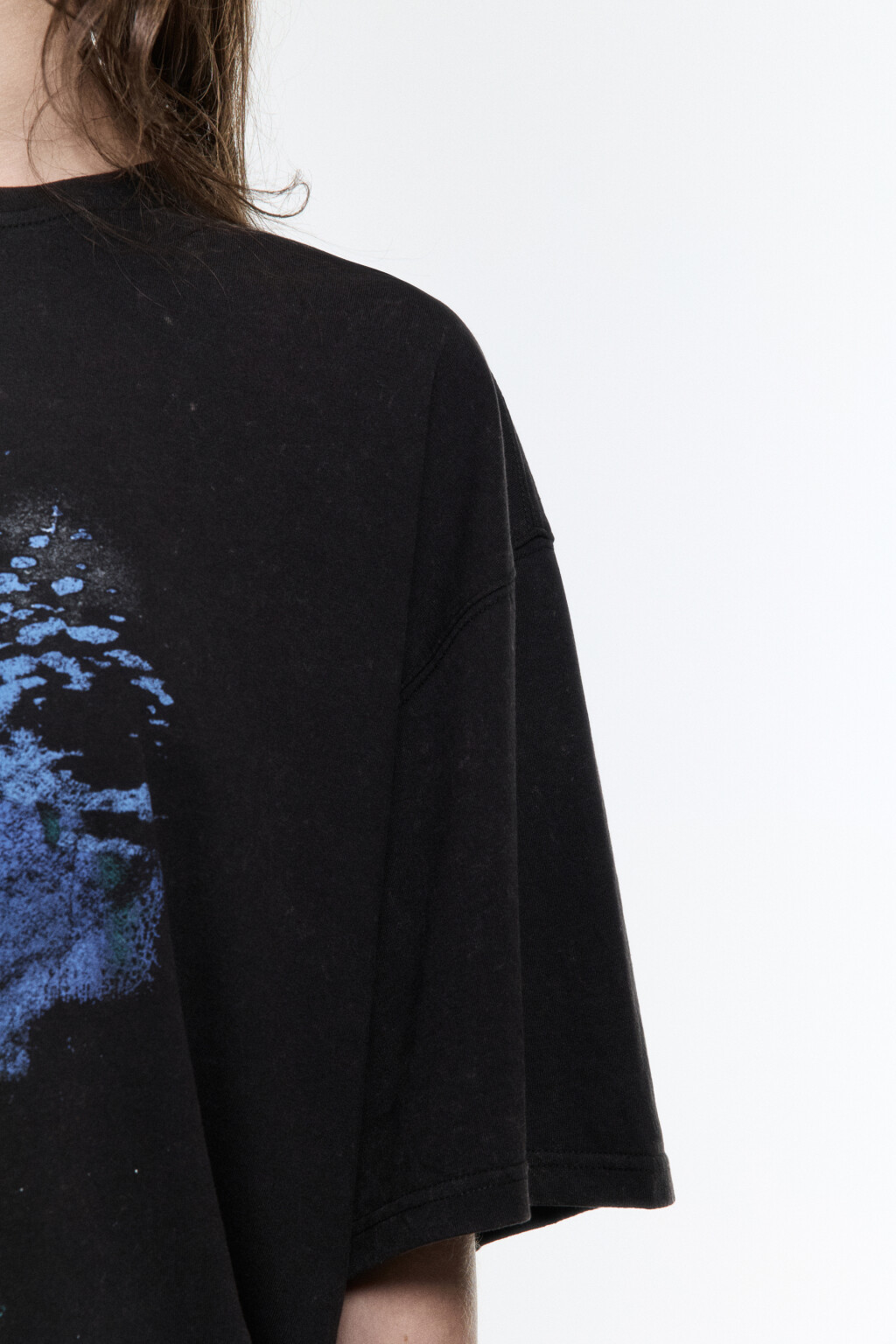 Футболка oversize удлиненная с принтом - цвет серый - 7