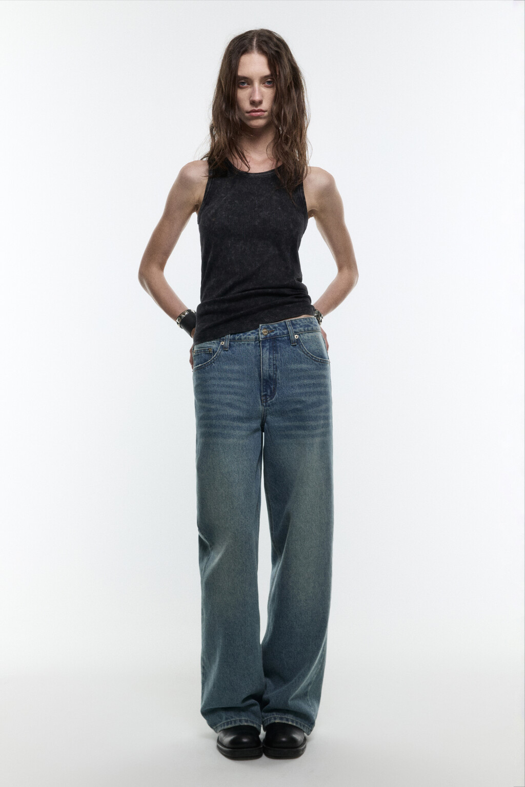 Майка в рубчик с вареным эффектом - цвет серый - 5