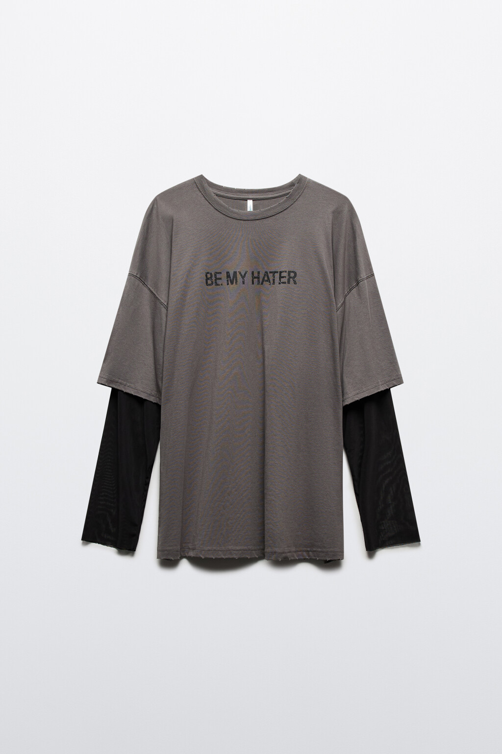 Лонгслив oversize с рукавами из сетки - цвет серый - 8