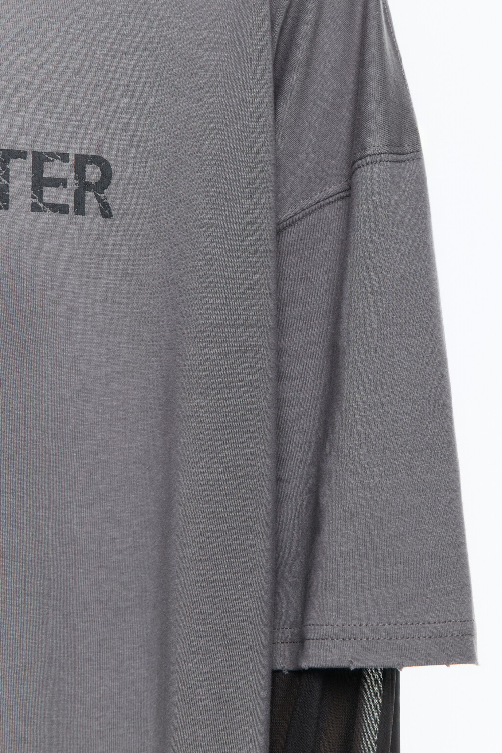Лонгслив oversize с рукавами из сетки - цвет серый - 7