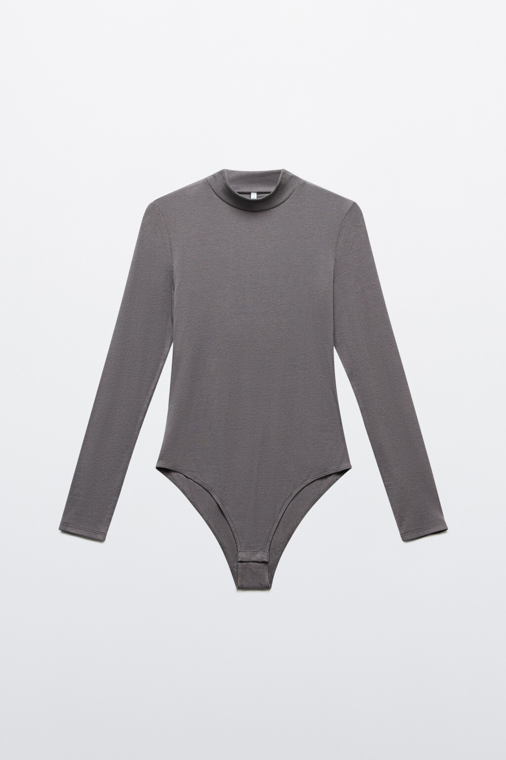 Боди-водолазка в рубчик с коротким воротником - цвет серый - 8
