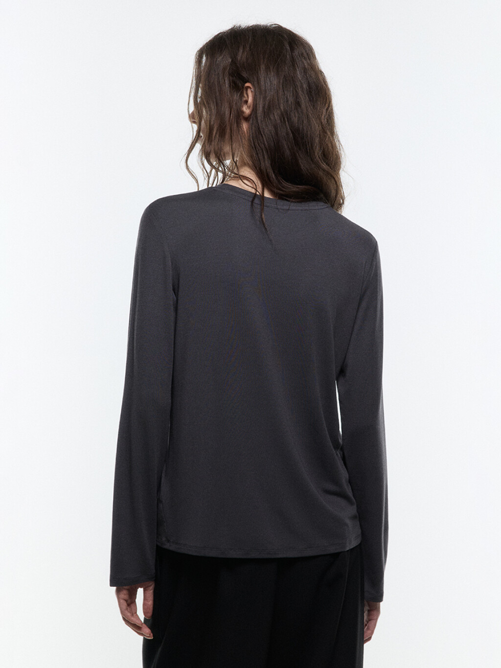 Лонгслив трикотажный базовый из модала - цвет серый - 4