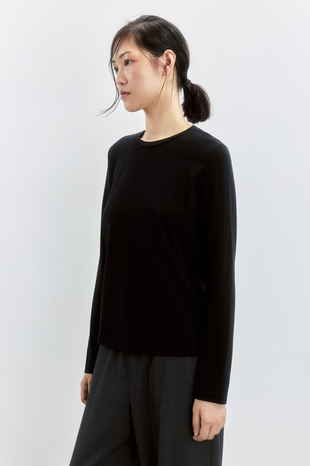 Лонгслив свободный из хлопкового трикотажа - цвет черный - 3