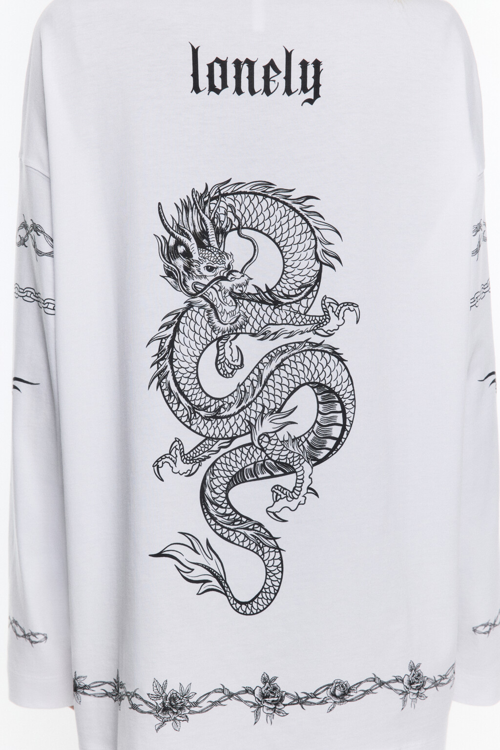 Лонгслив oversize хлопковый с тату-принтом - цвет белый - 7