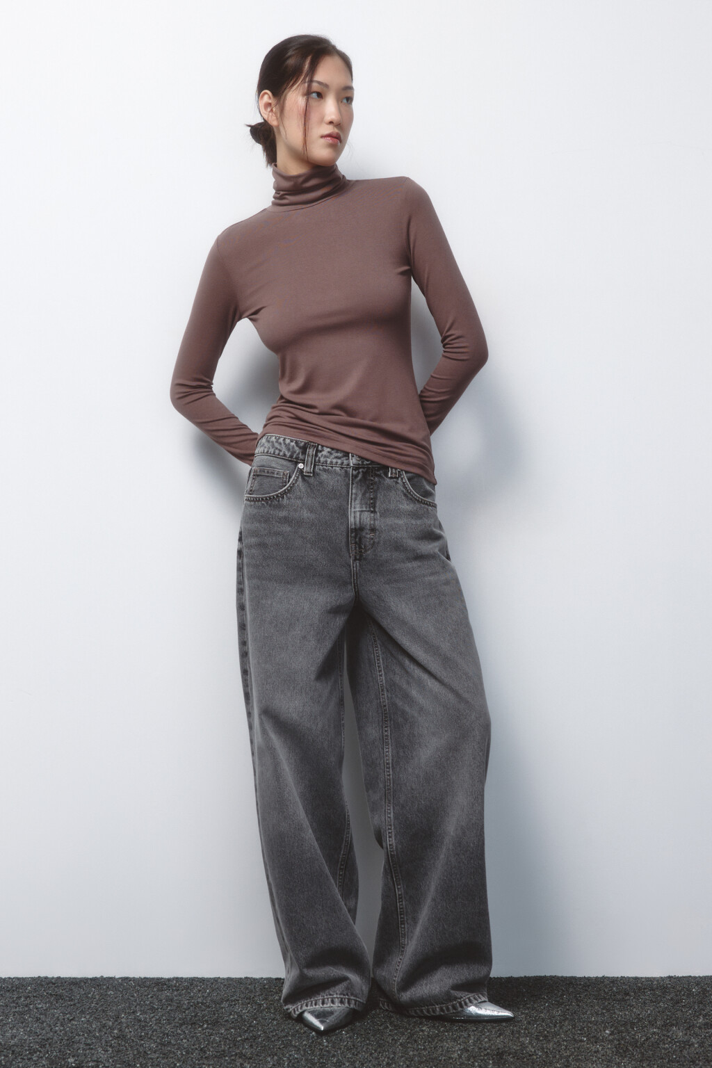 Водолазка гладкая вискозная с воротником - цвет бежевый - 5