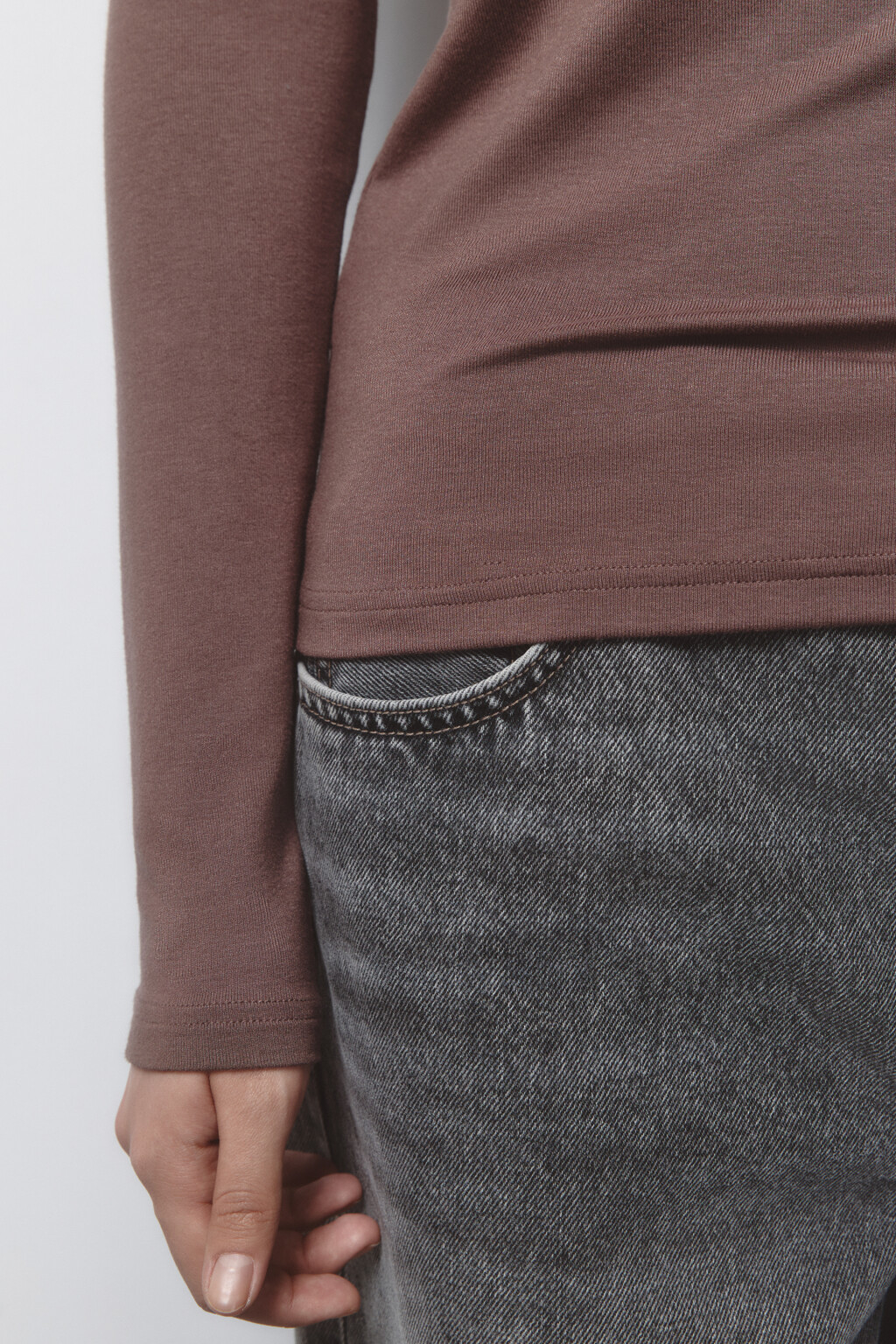 Водолазка гладкая вискозная с воротником - цвет бежевый - 7