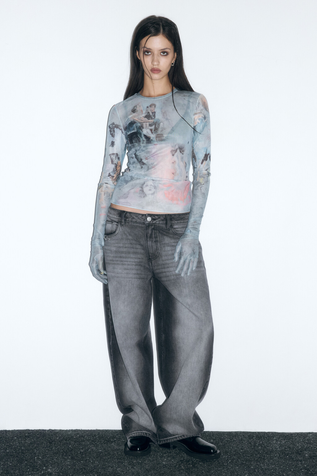 Лонгслив сетчатый с перчатками и принтом - цвет мультиколор - 5