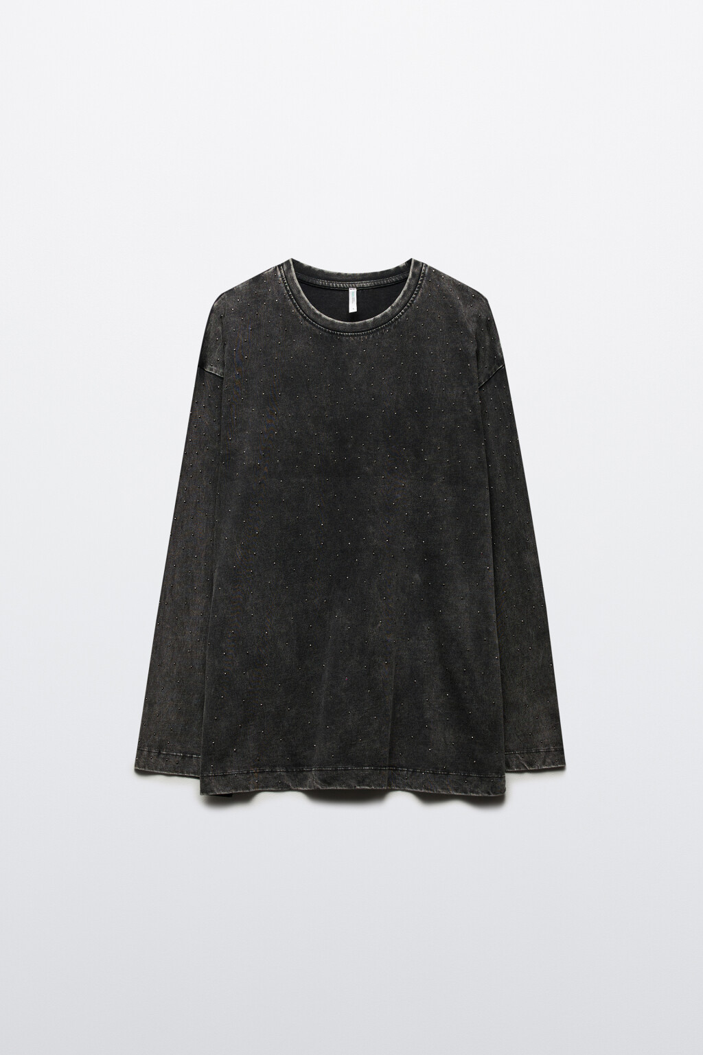 Лонгслив хлопковый с декором из страз - цвет серый - 8