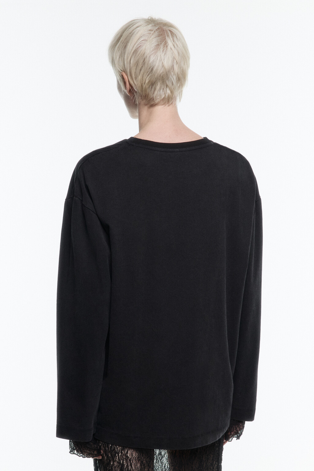 Лонгслив oversize хлопковый со стразами - цвет серый - 5