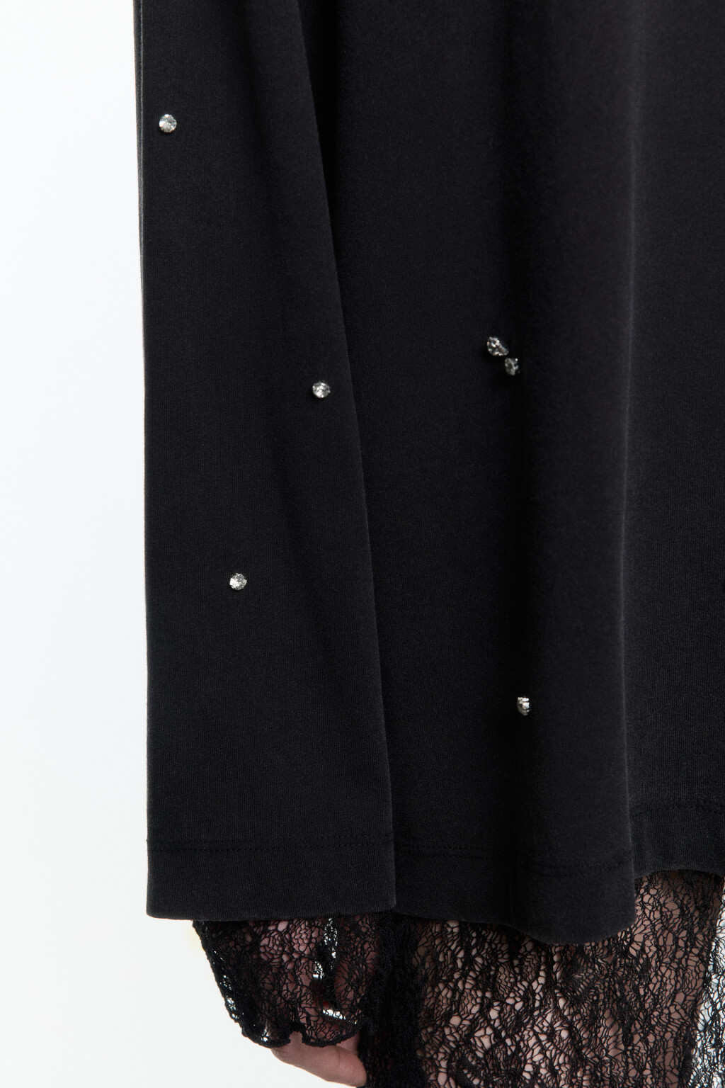 Лонгслив oversize хлопковый со стразами - цвет серый - 8