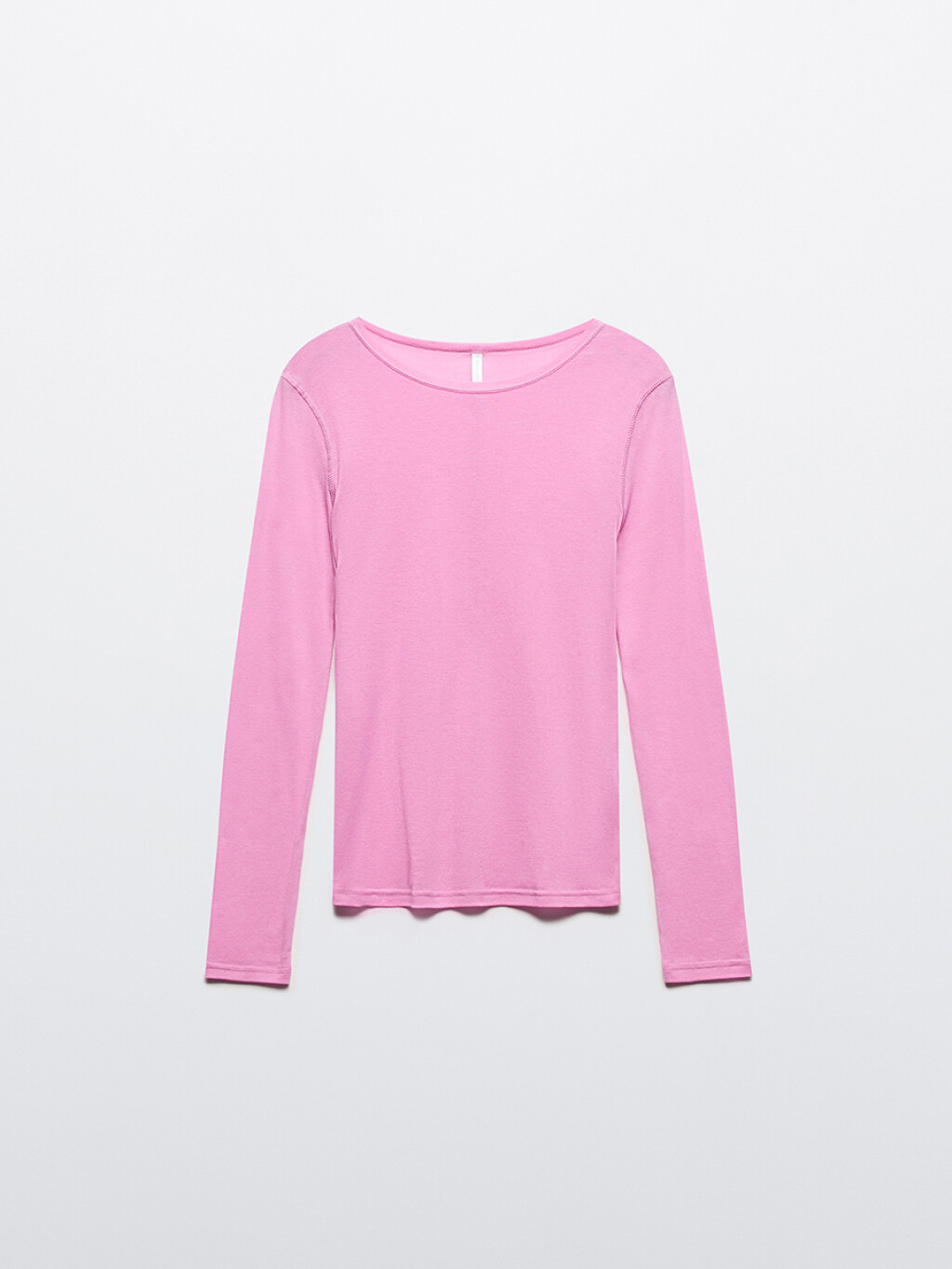 Лонгслив приталенный из тонкого хлопка - цвет розовый - 8