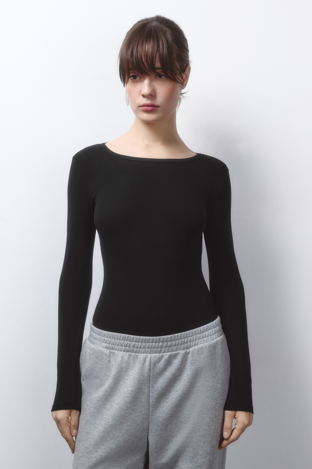 Боди-лонгслив базовый из вискозы - цвет черный - 3