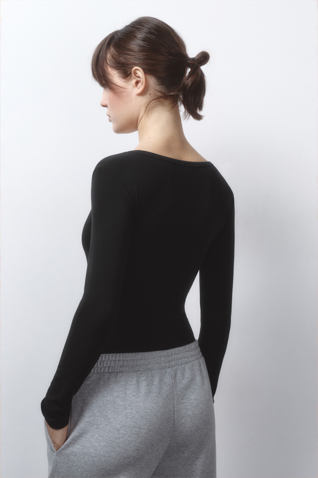 Боди-лонгслив базовый из вискозы - цвет черный - 5