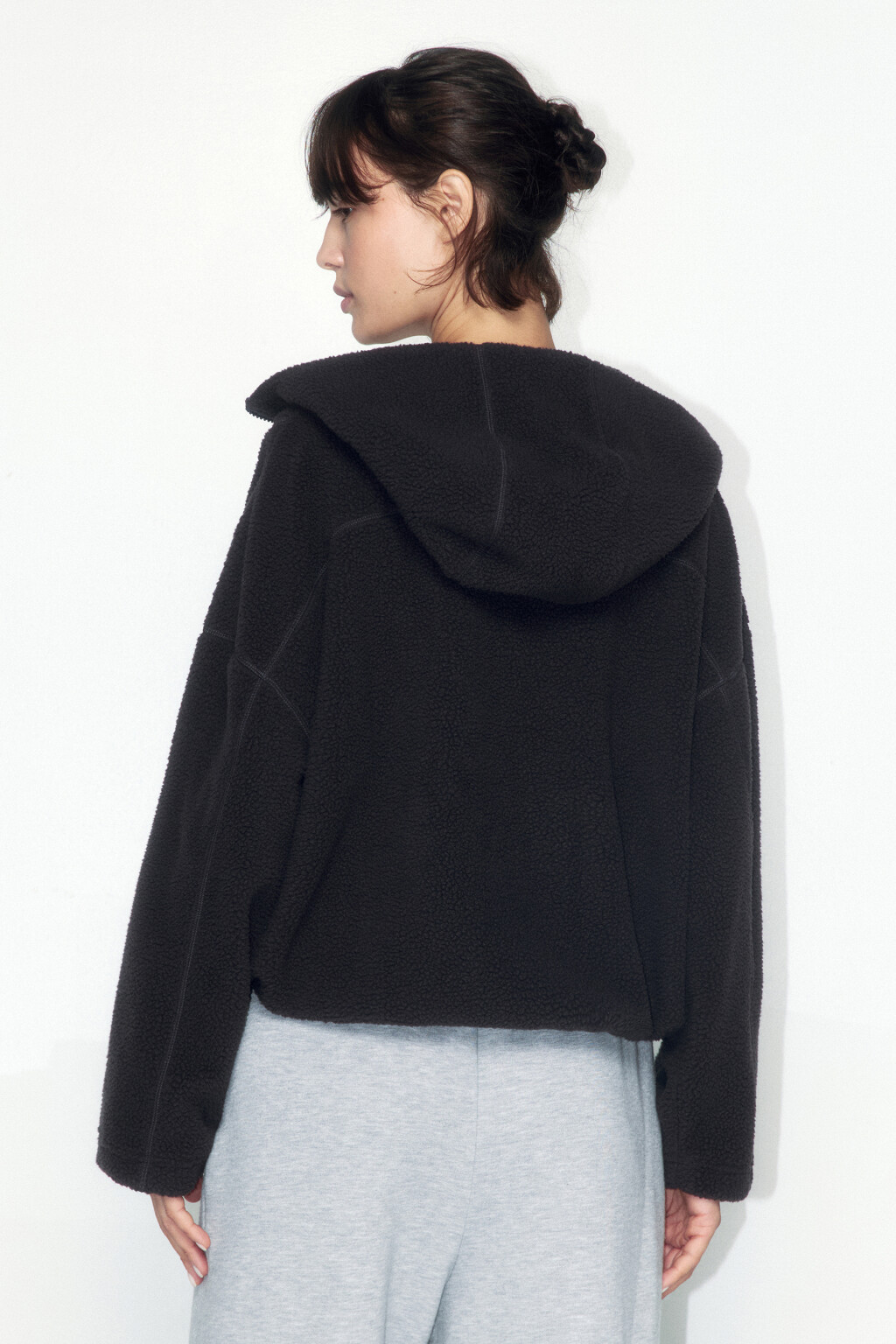 Толстовка-анорак из искусственного меха - цвет серый - 3