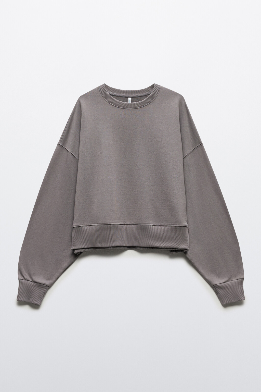 Свитшот oversize укороченный из футера - цвет серый - 9