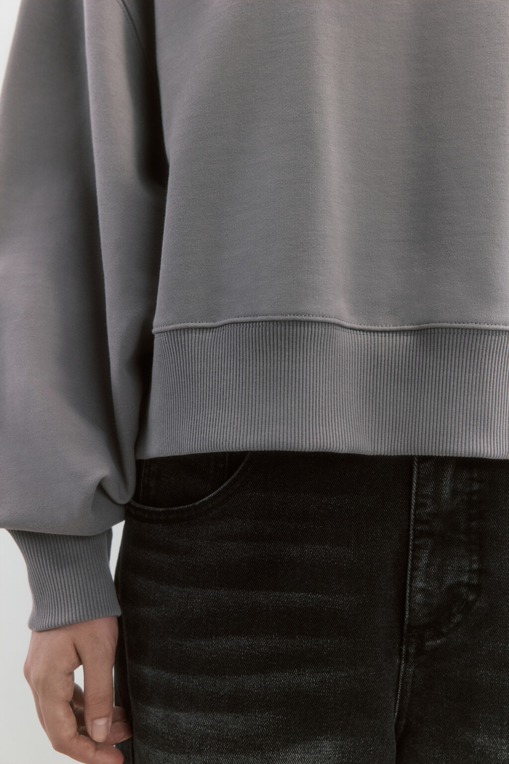 Свитшот oversize укороченный из футера - цвет серый - 7
