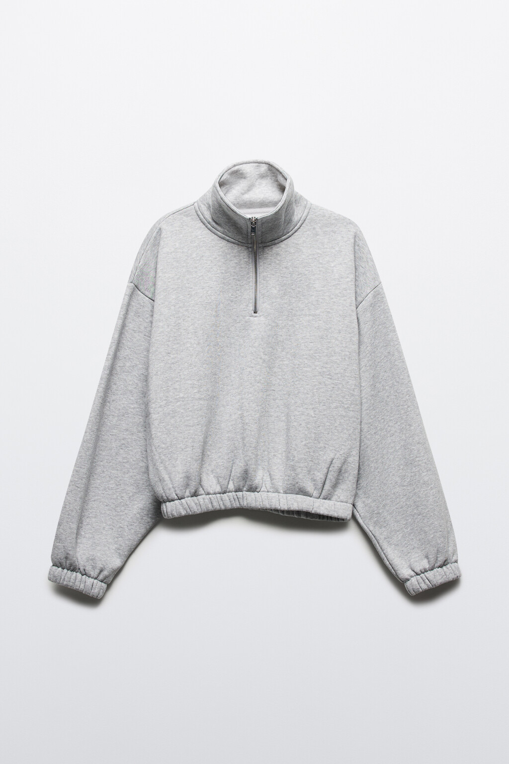 Толстовка укороченная с воротником на молнии - цвет серый - 11