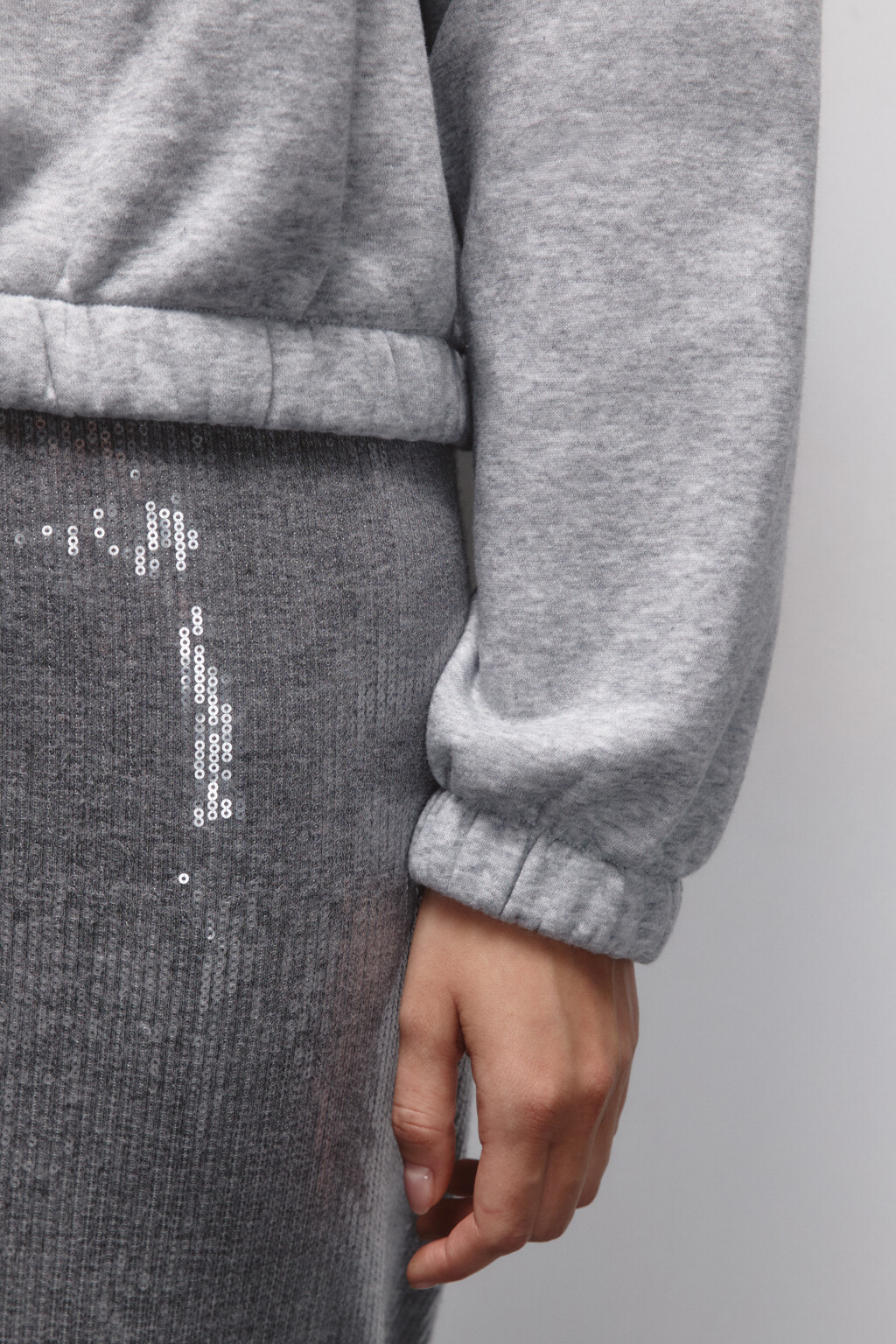 Толстовка укороченная с воротником на молнии - цвет серый - 8