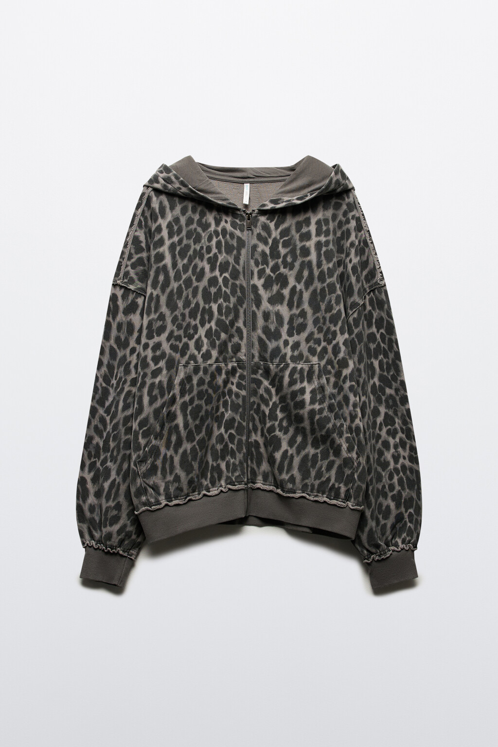 Худи-зипка из футера с леопардовым принтом - цвет серый - 9