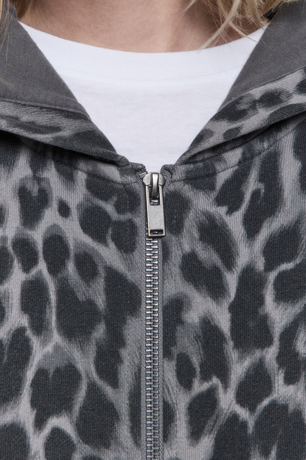 Худи-зипка из футера с леопардовым принтом - цвет серый - 6