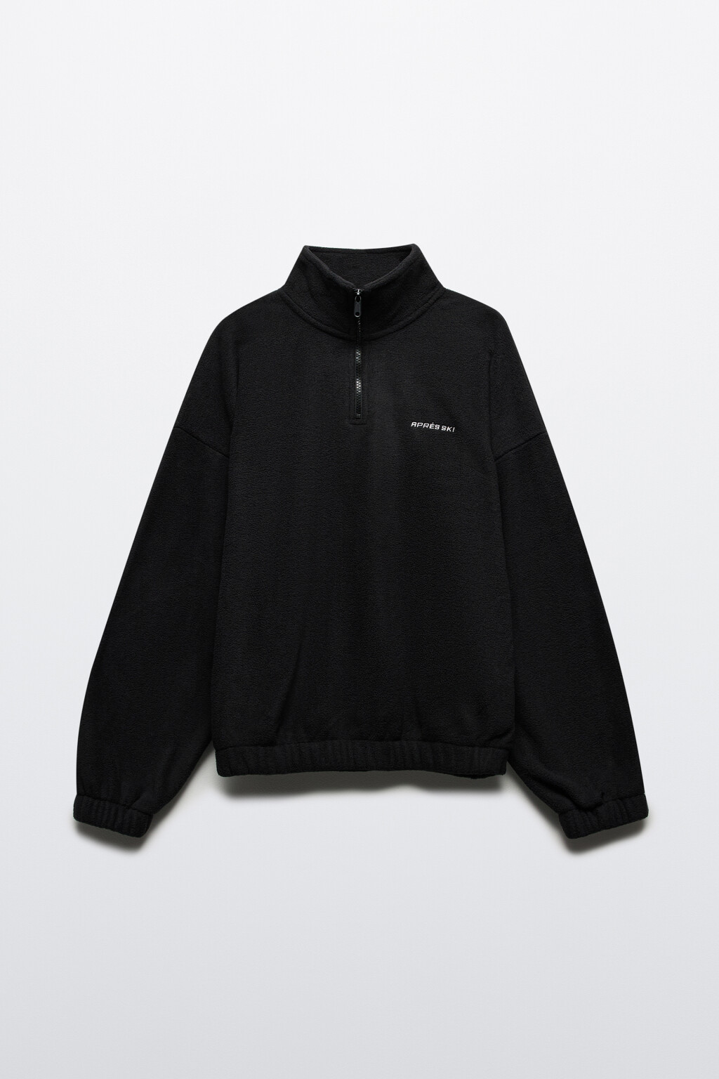 Толстовка half zip флисовая с надписью - цвет черный - 8