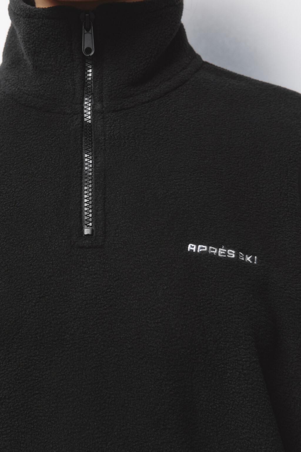 Толстовка half zip флисовая с надписью - цвет черный - 6