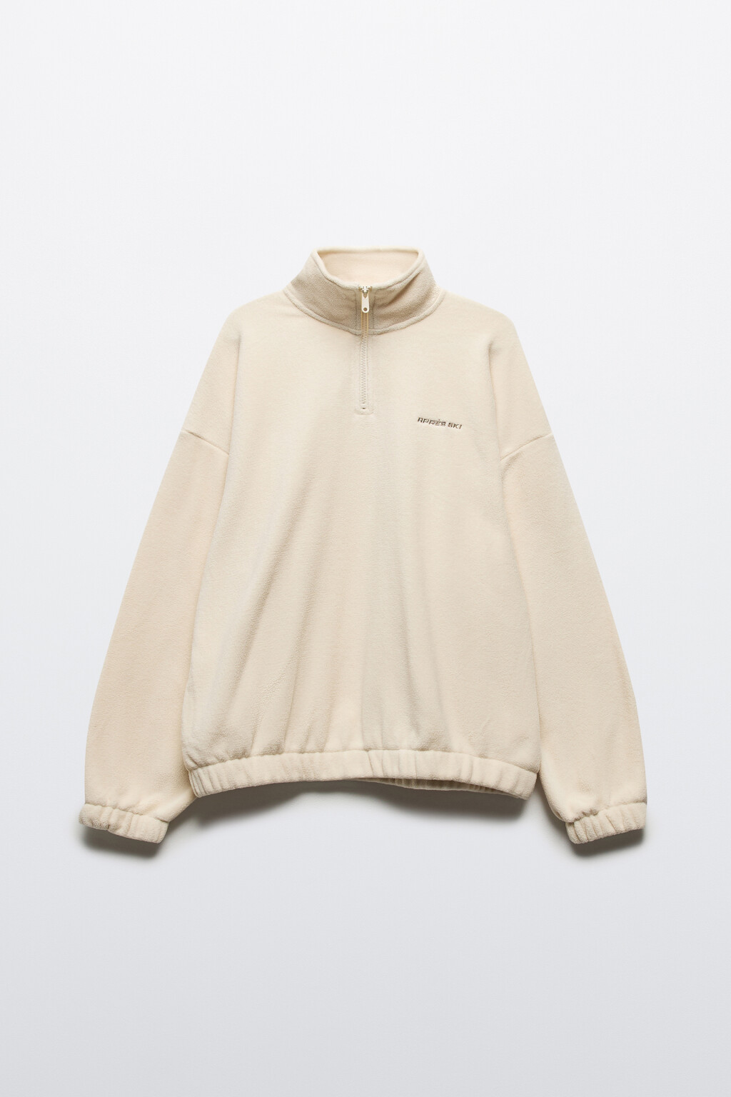 Толстовка half zip флисовая с надписью - цвет бежевый - 8