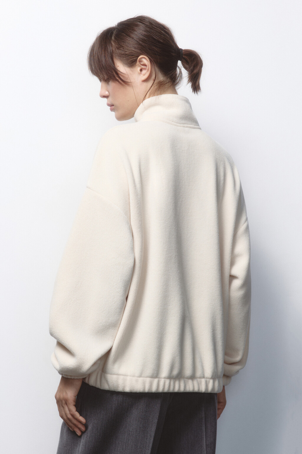 Толстовка half zip флисовая с надписью - цвет бежевый - 4