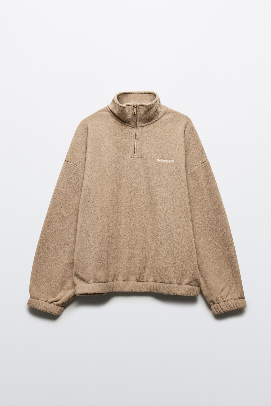 Толстовка half zip флисовая с надписью - цвет бежевый - 10