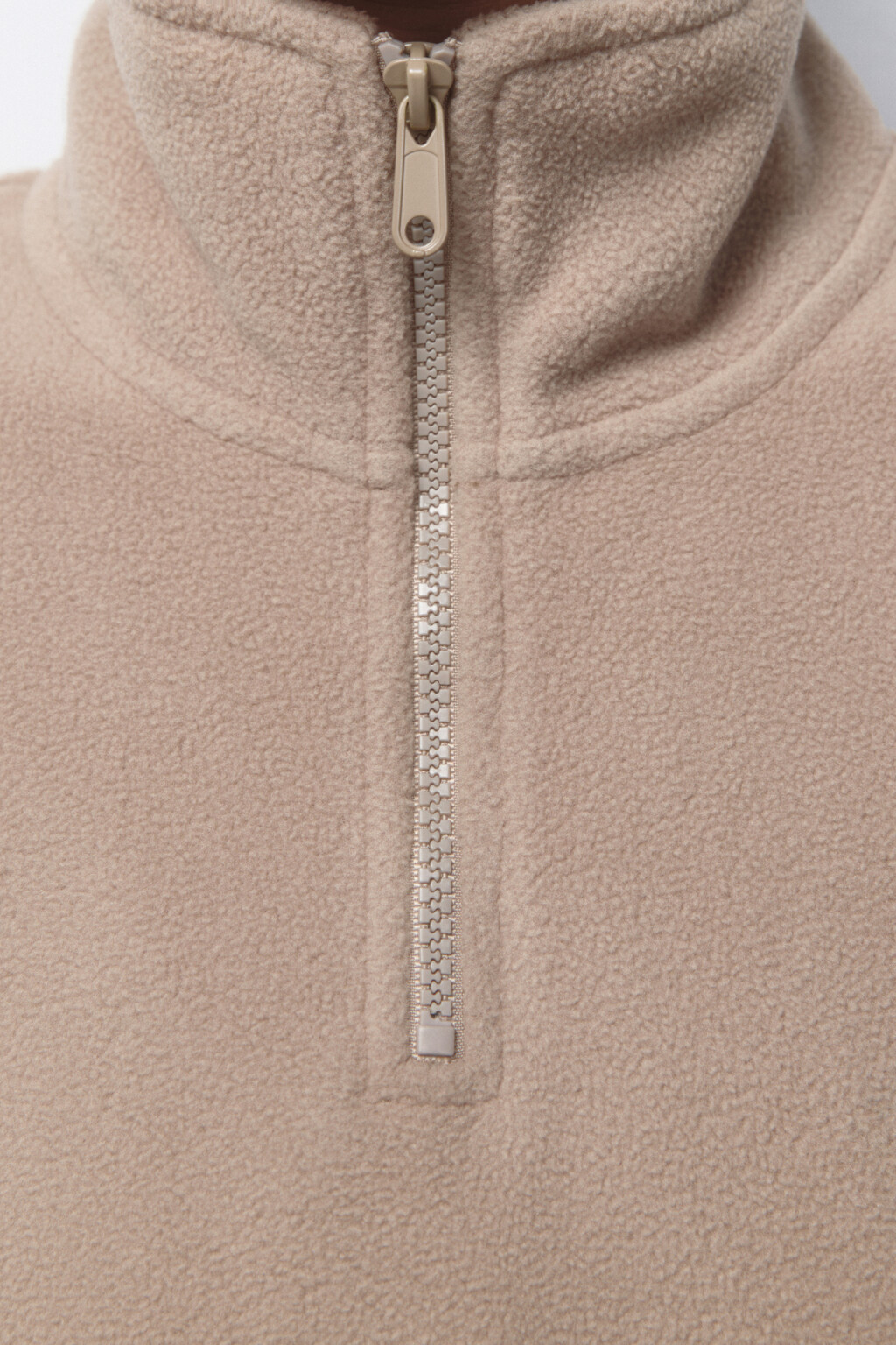 Толстовка half zip флисовая с надписью - цвет бежевый - 6
