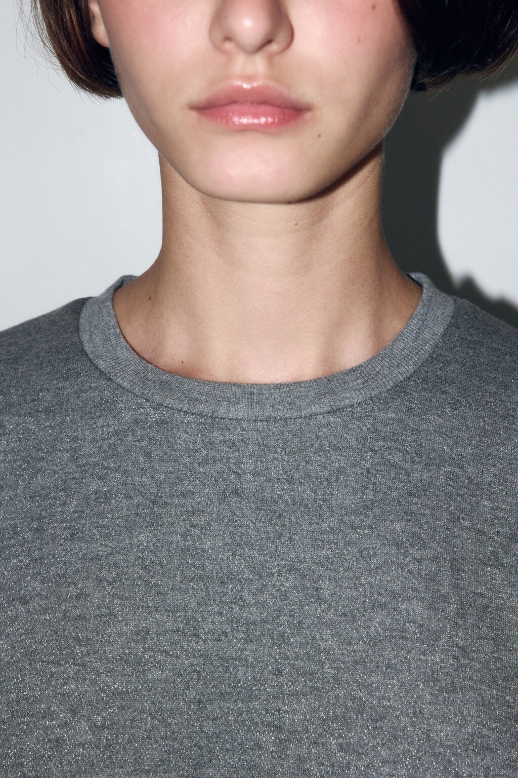 Свитшот oversize трикотажный с люрексом - цвет серый - 6