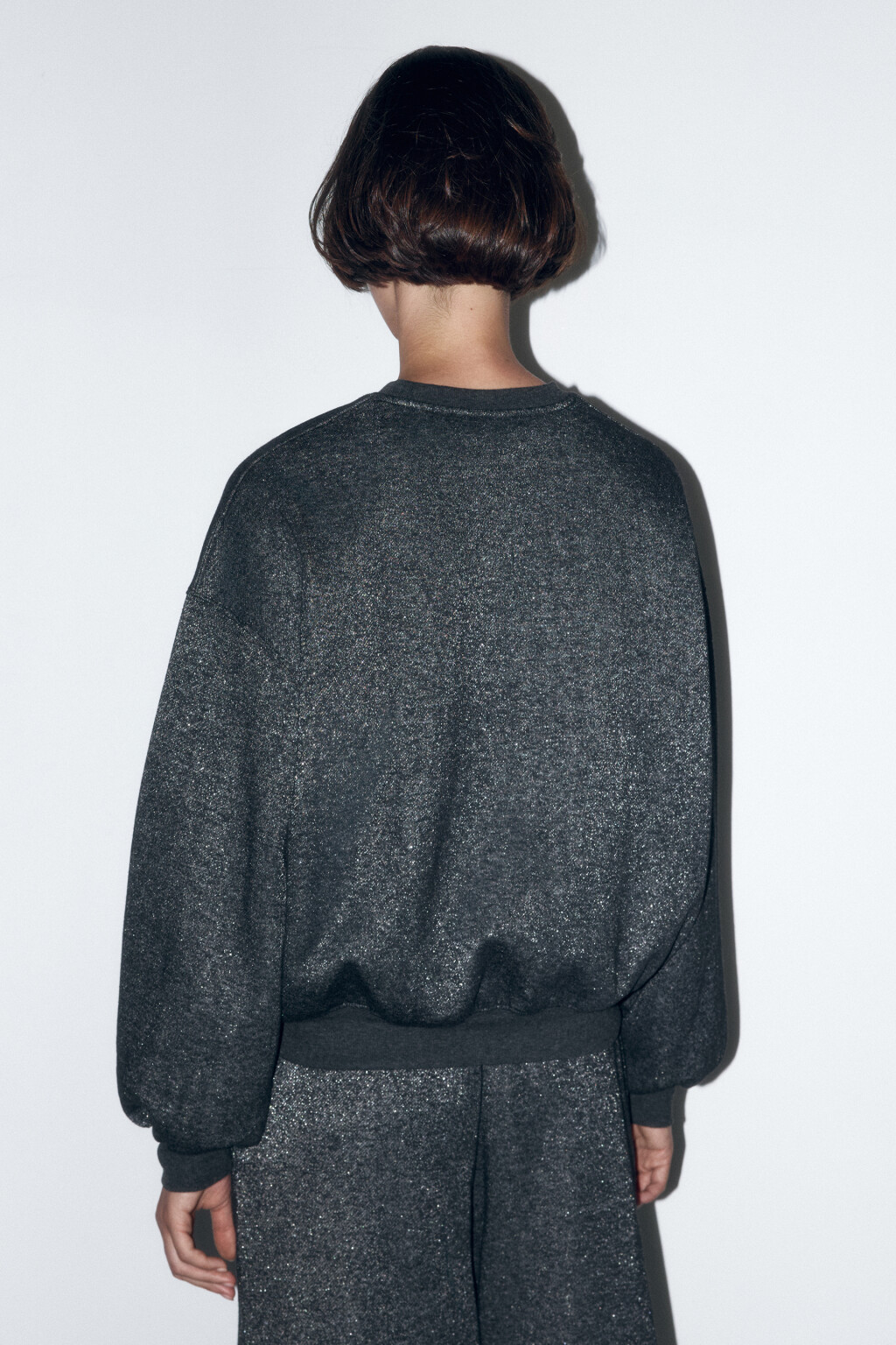 Свитшот oversize трикотажный с люрексом - цвет серый - 4