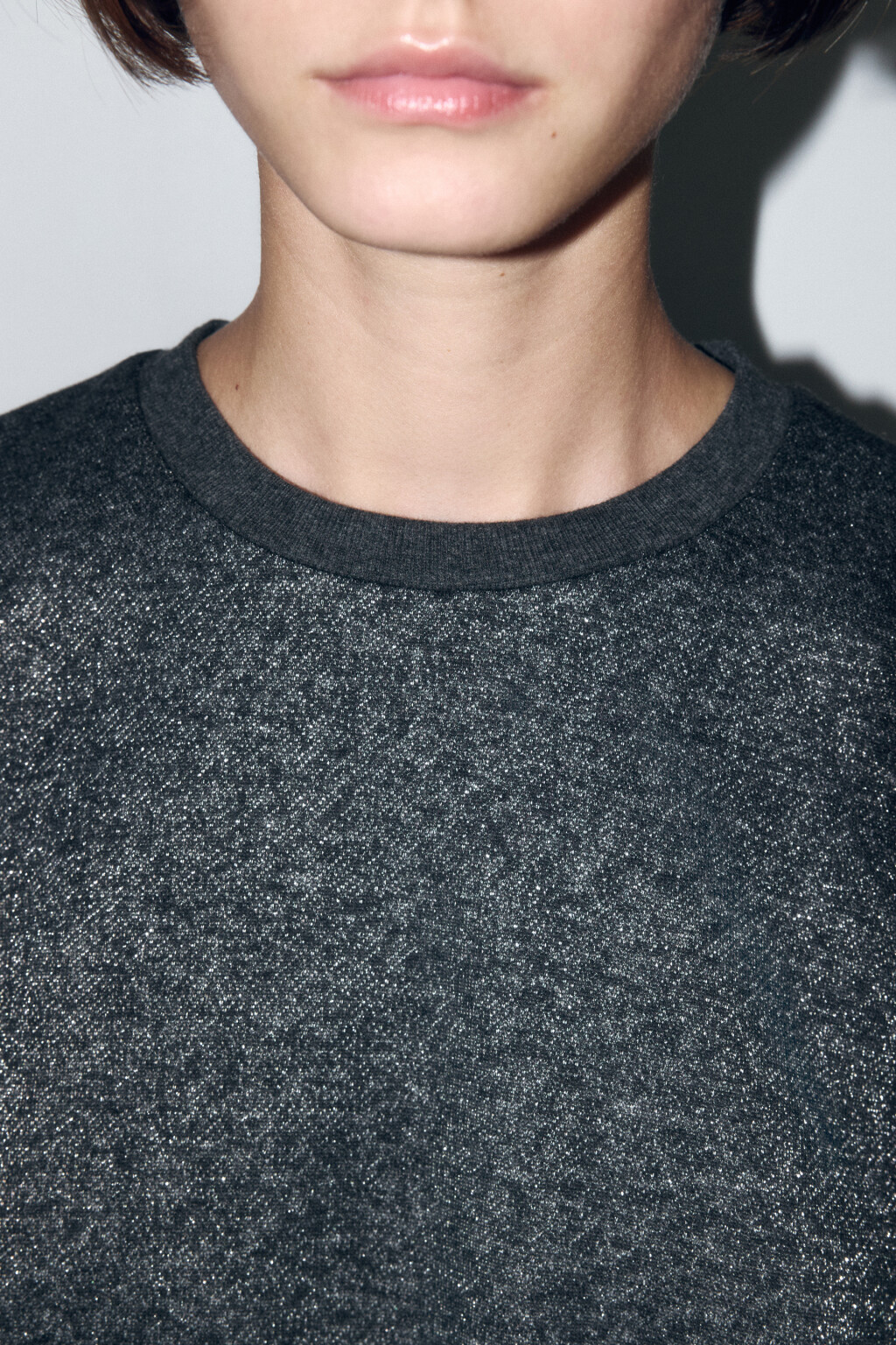Свитшот oversize трикотажный с люрексом - цвет серый - 6