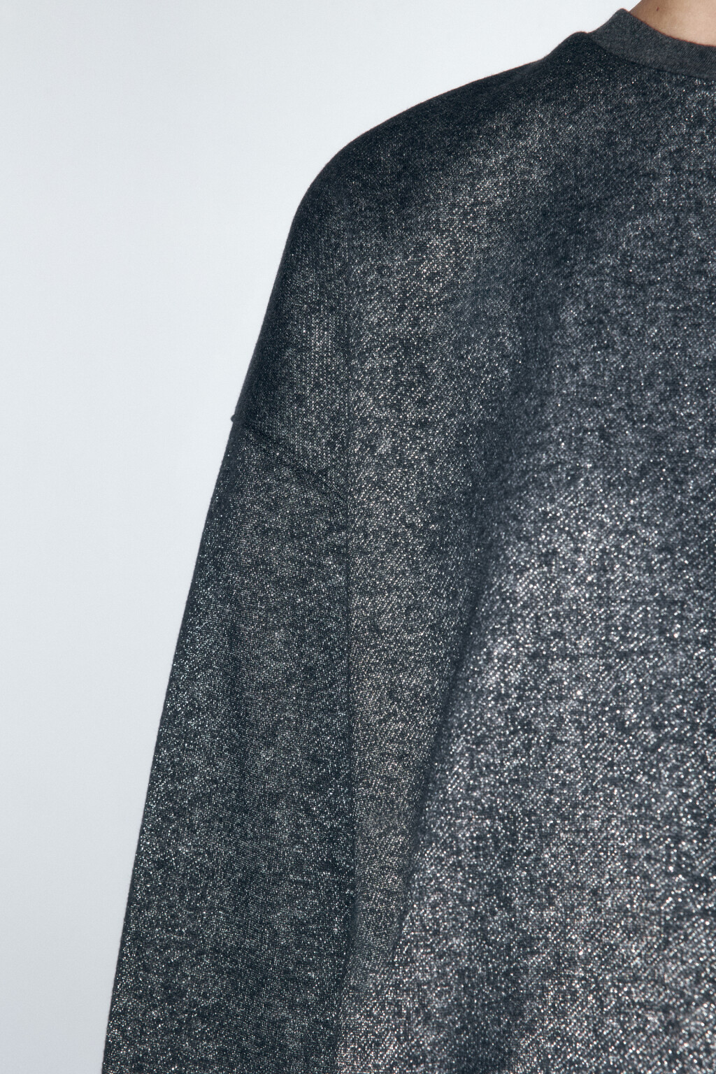Свитшот oversize трикотажный с люрексом - цвет серый - 7
