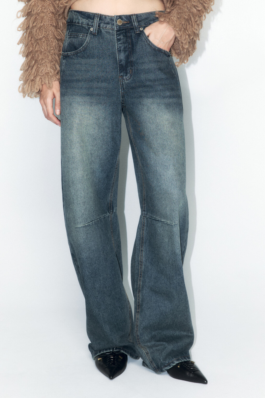 Джинсы barrel fit со средней посадкой - цвет голубой - 3