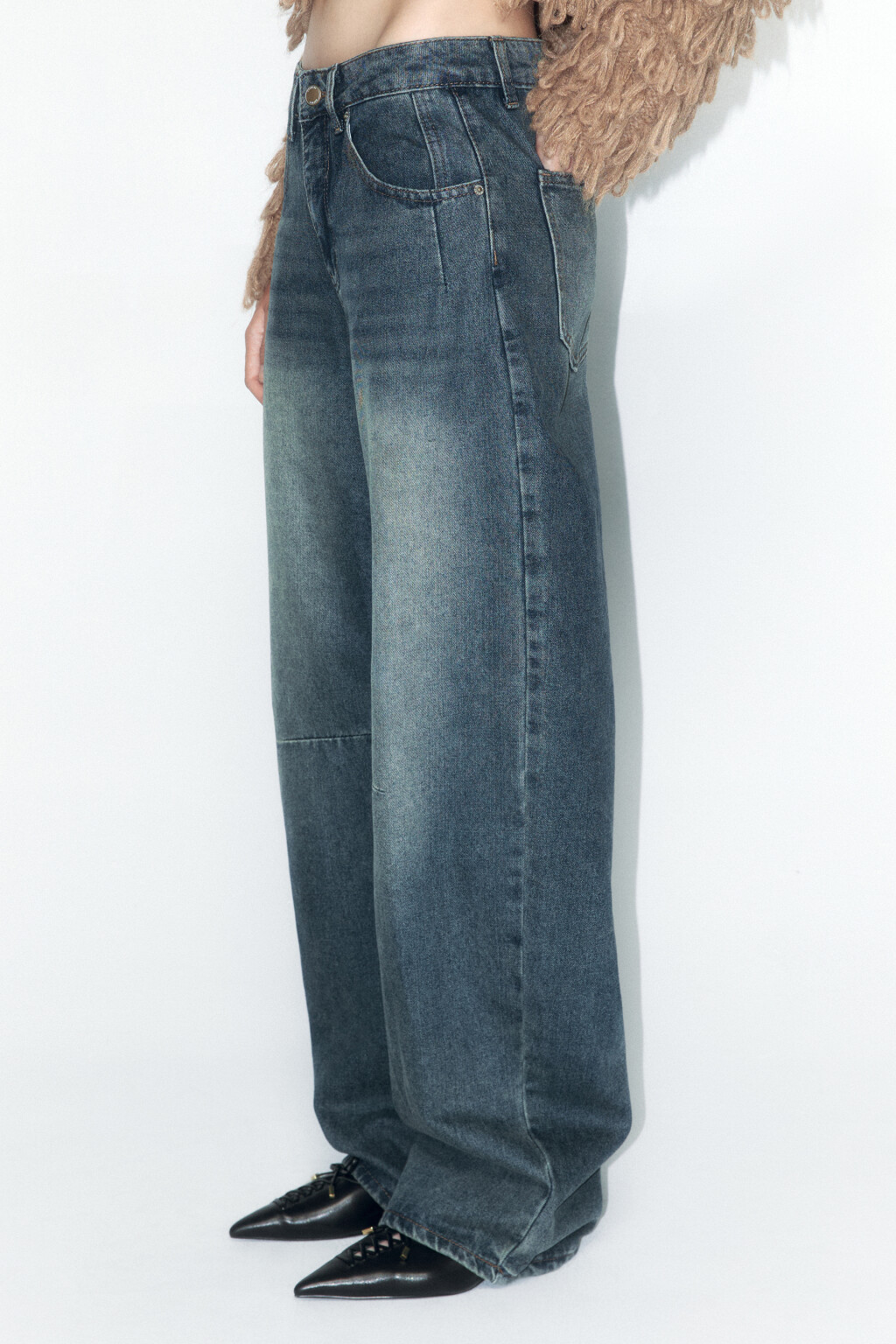 Джинсы barrel fit со средней посадкой - цвет голубой - 4