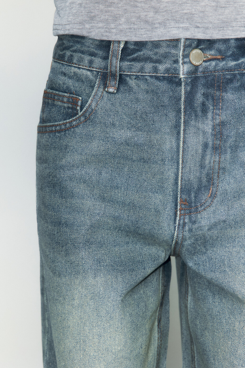 Джинсы baggy fit с прозрачным накатом - цвет темный тинт - 6