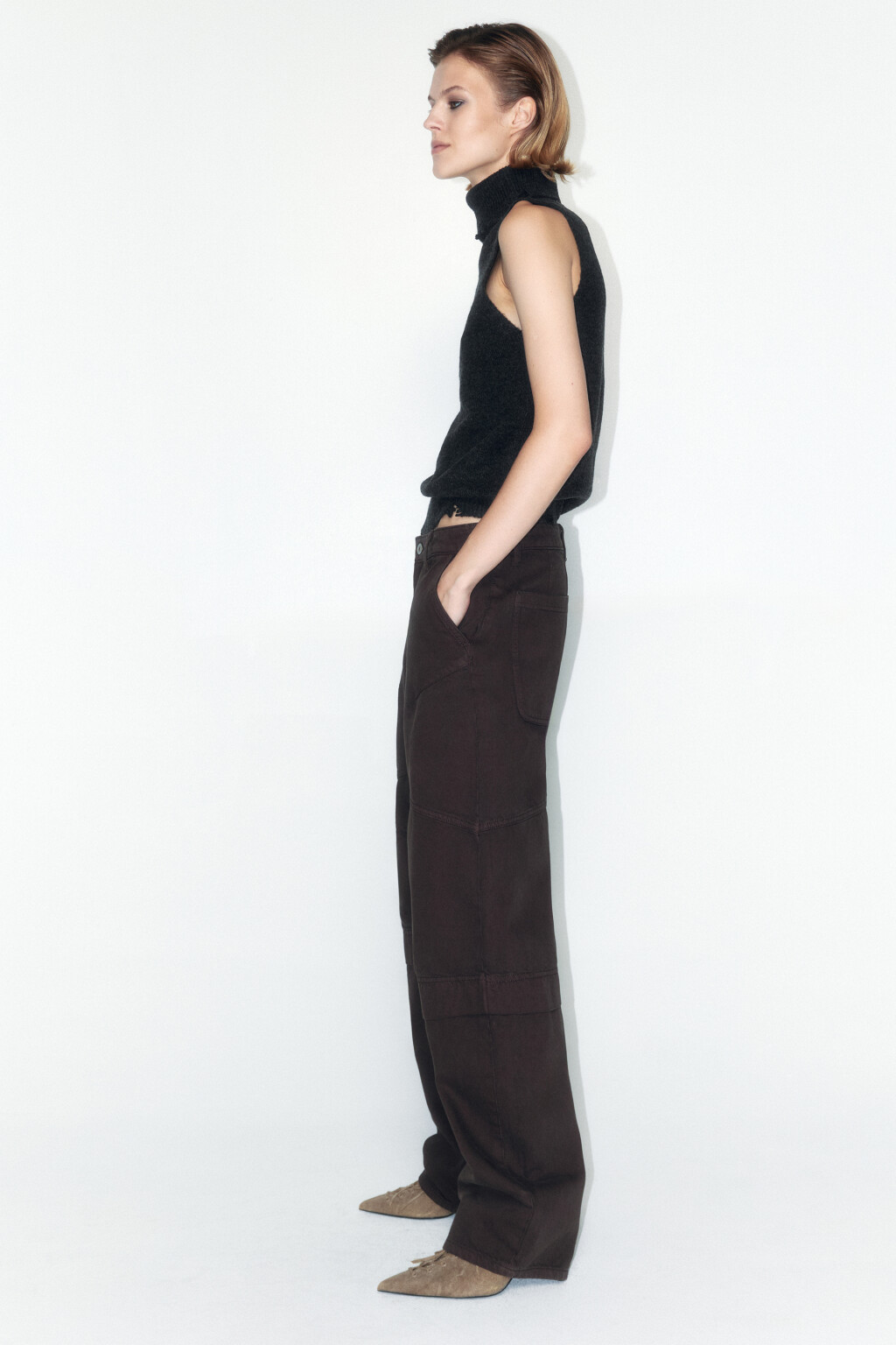 Джинсы barrel fit со средней посадкой - цвет коричневый - 2