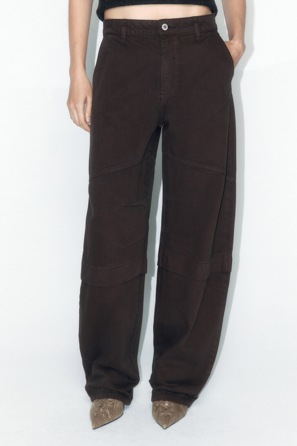 Джинсы barrel fit со средней посадкой - цвет коричневый - 3