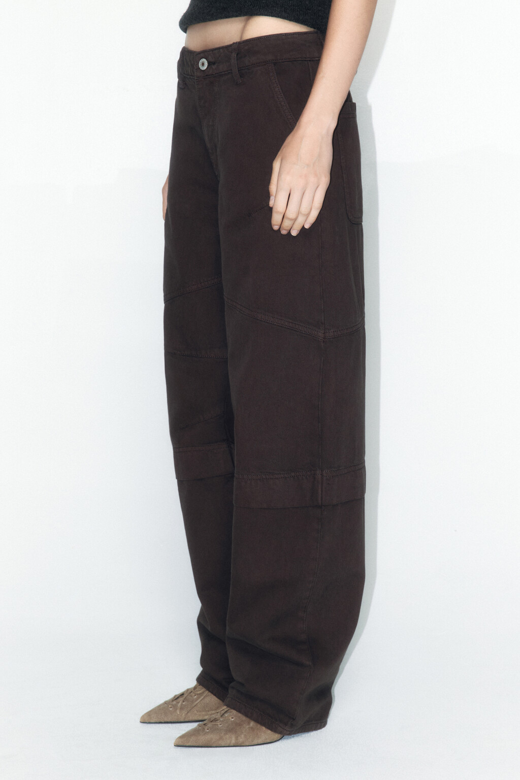 Джинсы barrel fit со средней посадкой - цвет коричневый - 4