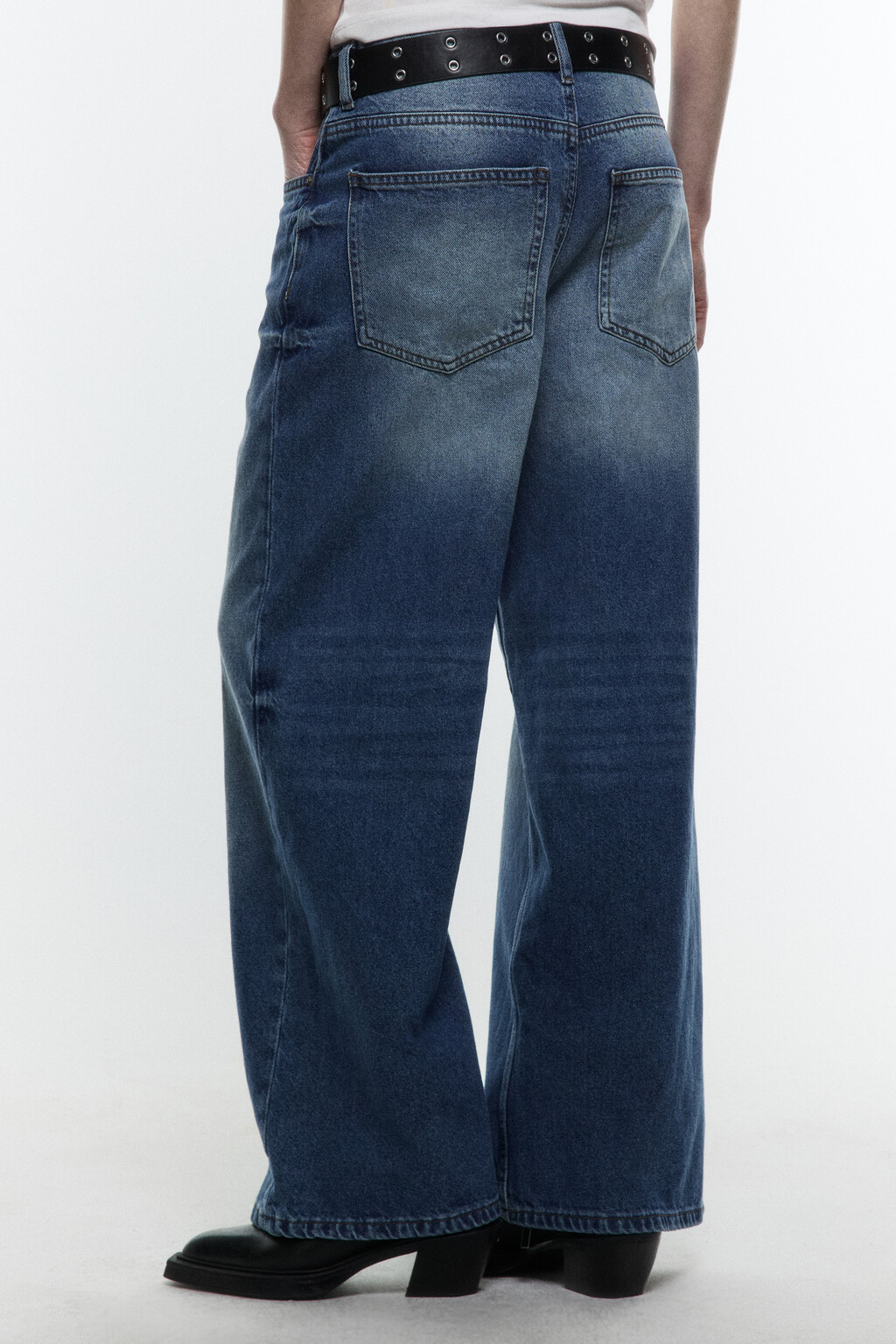 Джинсы baggy fit со средней посадкой и ремнем - цвет голубой - 4