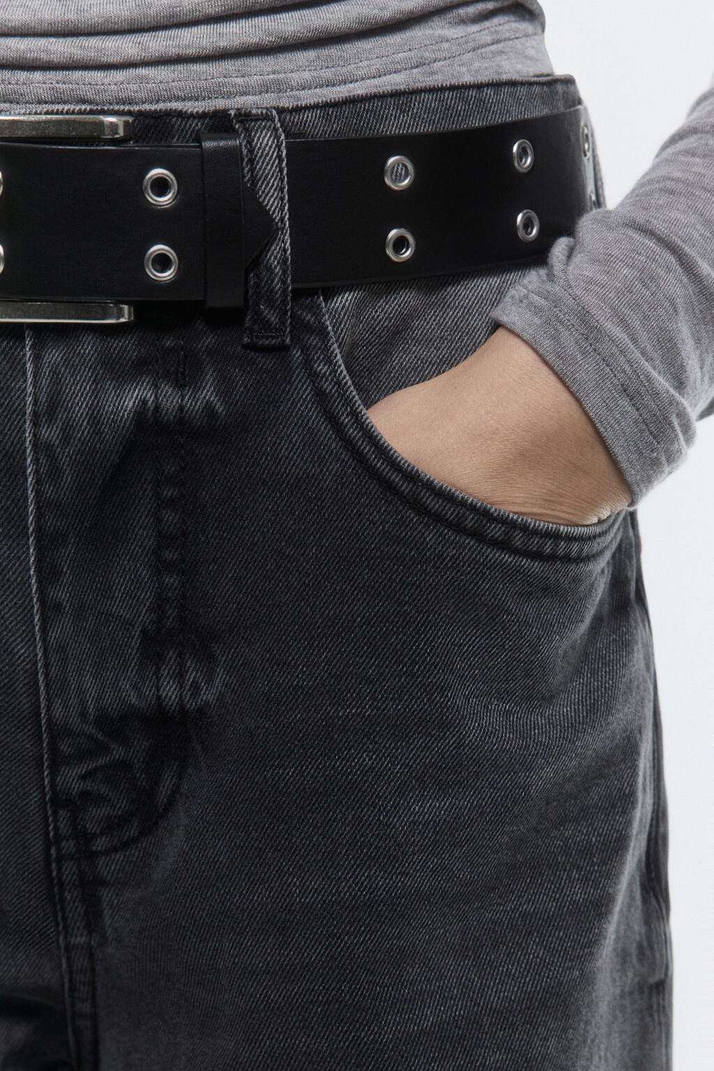 Джинсы baggy fit со средней посадкой и ремнем - цвет серый - 7