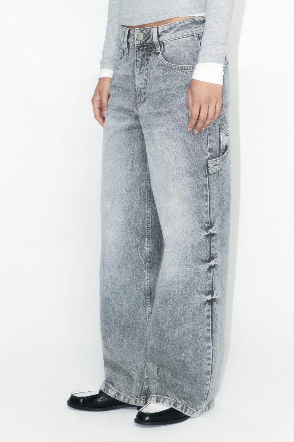 Джинсы carpenter fit с декоративной петлей - цвет серый - 3