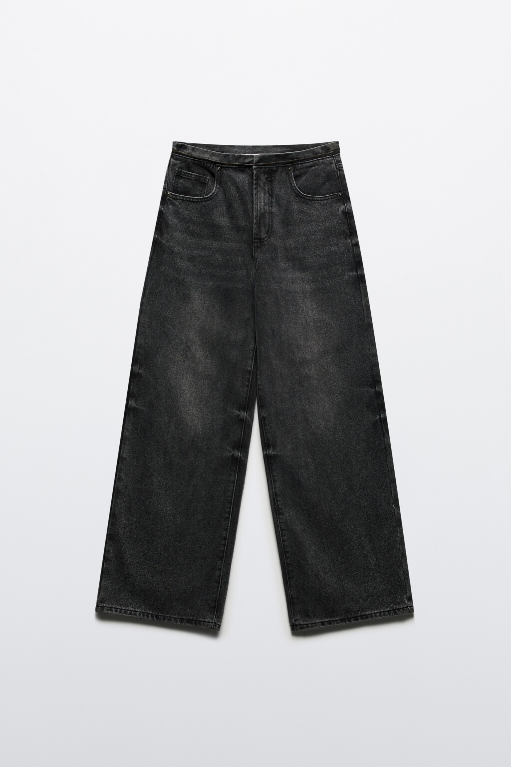 Джинсы широкие с молнией на поясе - цвет серый - 8