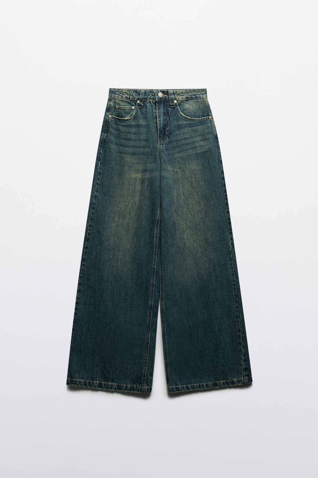 Джинсы wide leg широкие с высокой посадкой - цвет темный тинт - 8