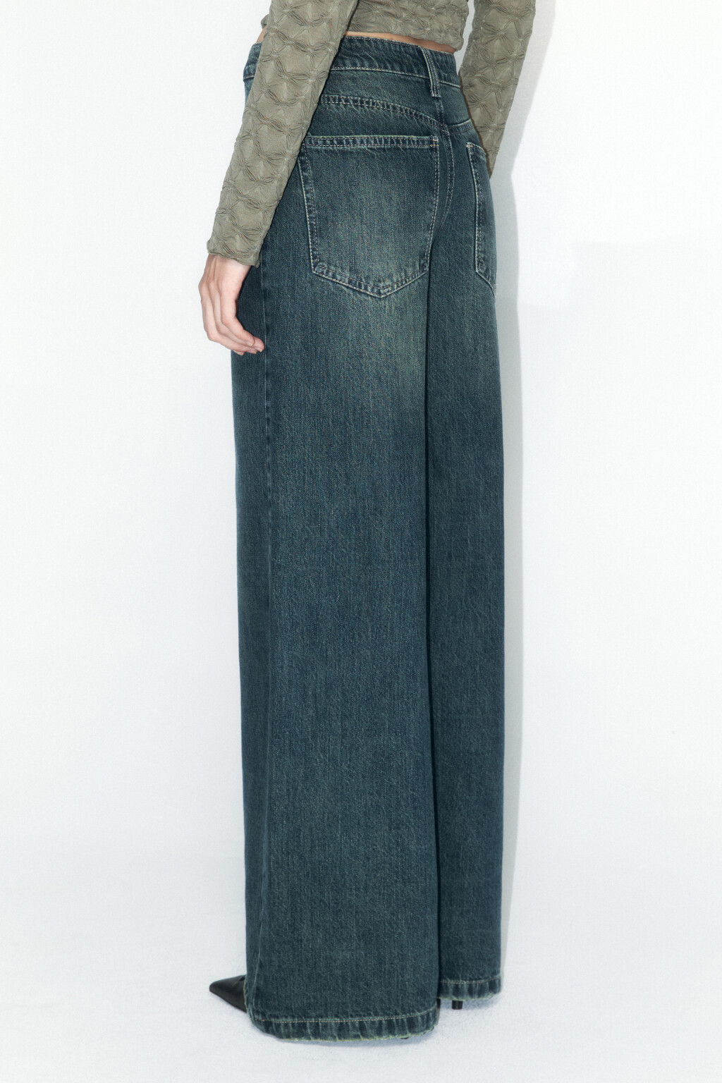 Джинсы wide leg широкие с высокой посадкой - цвет темный тинт - 5