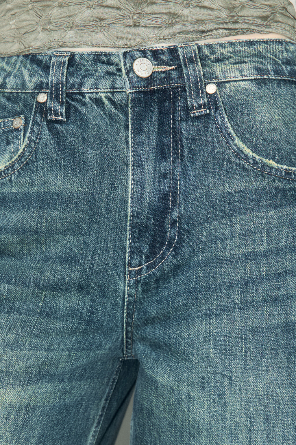 Джинсы wide leg широкие с высокой посадкой - цвет темный тинт - 6