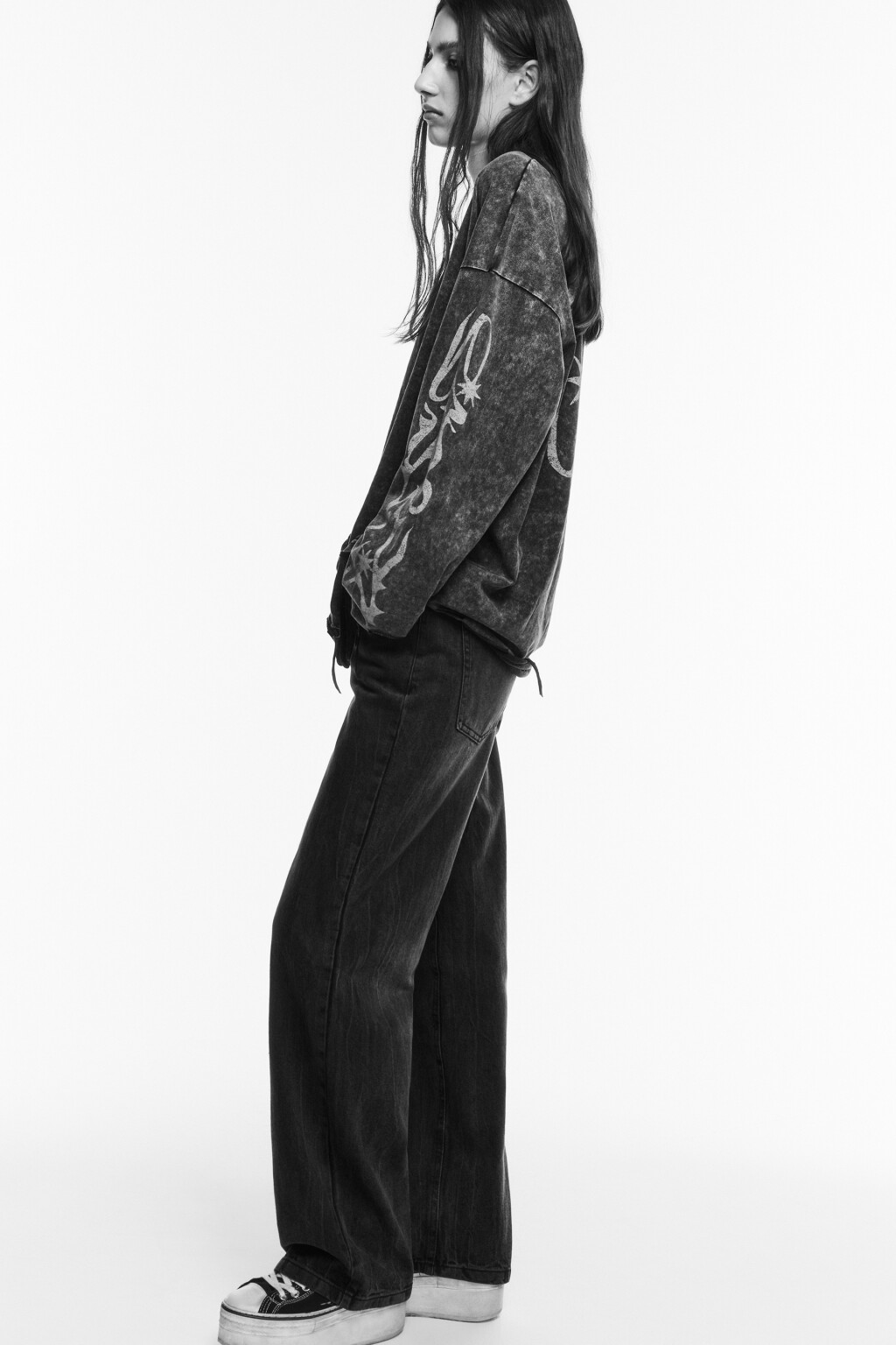 Джинсы straight fit прямые со средней посадкой - цвет серый - 1